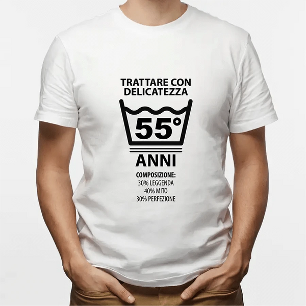 T-shirt Uomo Trattare con Delicatezza 55° Anni con Età