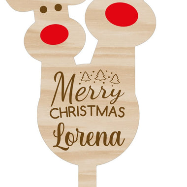 Etichetta Tag Legno da Pianta Personalizzata con Nome Merry Christmas Renne Tag in legno da pianta