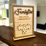 Targa Famiglia Puzzle Idea Regalo Targa in legno