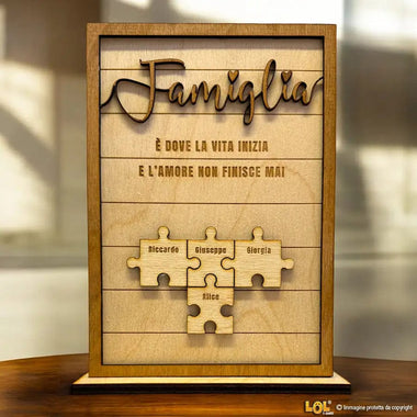 Targa Famiglia Puzzle Idea Regalo Targa in legno