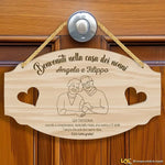 Targhetta da Appendere in Legno “Benvenuti nella casa dei nonni” Personalizzata con Dediche – Idea Regalo per Nonni, Festa dei Nonni Targa in legno