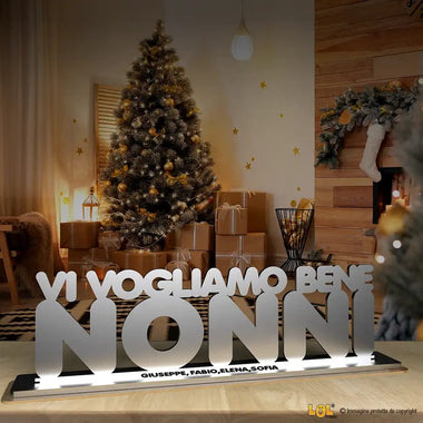 Targhetta Nonni Plexiglass Argento - Festa dei nonni, idea regalo nonni Targa in legno