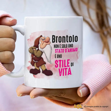 Tazza Divertente "Brontolo - Uno Stile di Vita" in Ceramica Tazze Personalizzate