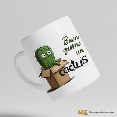 Tazza Divertente "Buongiorno un Cactus" - Mug Simpatica in Ceramica Tazze Personalizzate