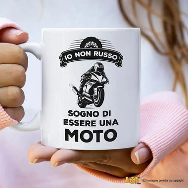 Tazza Divertente in Ceramica "Io Non Russo, Sogno di Essere una Moto" Tazze Personalizzate