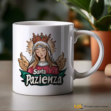 Tazza Divertente "Santa Pazienza" - Mug Simpatica in Ceramica Tazze Personalizzate