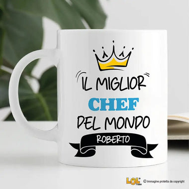 Tazza Il Miglior Chef Del Mondo Personalizzata con Nome Tazze Personalizzate