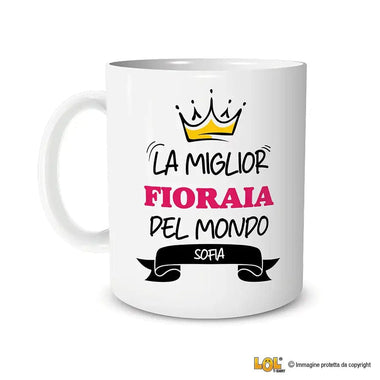 Tazza La Miglior Fioraia Del Mondo Personalizzata con Nome Tazze Personalizzate