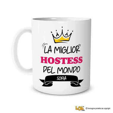 Tazza La Miglior Hostess Del Mondo Personalizzata con Nome Tazze Personalizzate