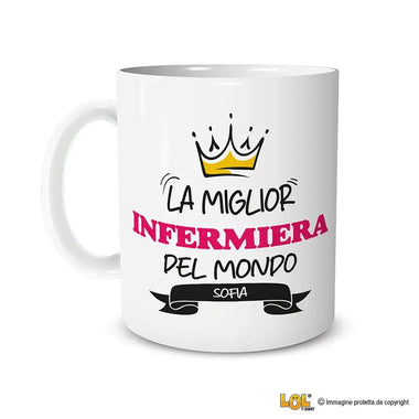 Tazza La Miglior Infermiera Del Mondo Personalizzata con Nome Tazze Personalizzate