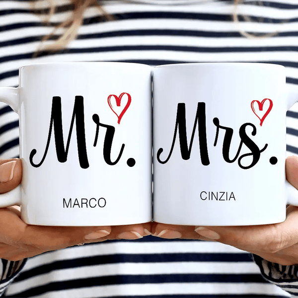 Tazze Love Mr Mrs con data personalizzata