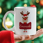 Tazza Regalo Natale con renna e Nome Tazze Personalizzate