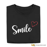 Magleitta Donna Nera Smile con Cuore Glitter Rosso Casual-T-shirt-Lol T-shirt