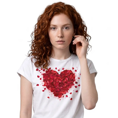T-shirt Donna Bianca "Cuore di Rose" |