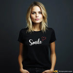 Magleitta Donna Nera Smile con Cuore Glitter Rosso Casual