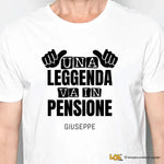 Maglietta Uomo Divertente Pensione "Una Leggenda va in Pensione" - Personalizzabile con Nome-T-shirt-Lol T-shirt