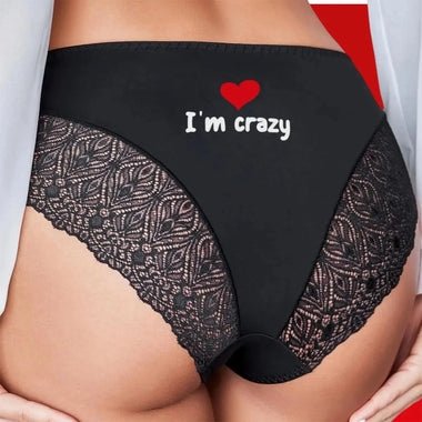Mutande Sexy Slip Brasiliana Donna con Pizzo Sexy I'm Crazy-Slip Donna-Lol T-shirt