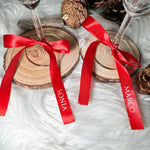 Nastro Segnaposto Personalizzato con Nome in Raso – Fiocco per Bicchieri o Regali