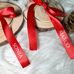 Nastro Segnaposto Personalizzato con Nome in Raso – Fiocco per Bicchieri o Regali