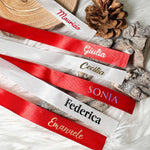 Nastro Segnaposto Personalizzato con Nome in Raso – Fiocco per Bicchieri o Regali