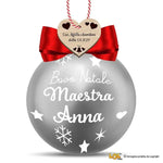 Pallina di Natale Argento Personalizzata con Nome Maestra e Dedica-Decorazioni natalizie-Lol T-shirt