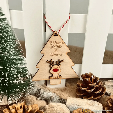 Pallina di Natale Decorazione di Legno a forma di Alberello con nome personalizzato-Decorazioni natalizie-Lol T-shirt