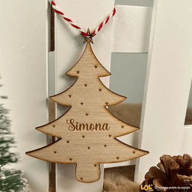 Pallina di Natale Decorazione di Legno a forma di Albero con nome-Decorazioni natalizie-Lol T-shirt