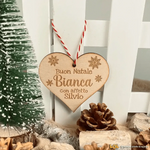 Pallina di Natale di Legno a forma di Cuore con nomi personalizzati-Decorazioni natalizie-Lol T-shirt