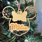 Pallina di Natale di Legno con nome a forma di Orecchie di Minni-Decorazioni natalizie-Lol T-shirt