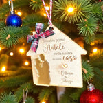 Pallina di Natale in Legno a Forma di Casa con Sagoma in Plexiglass Oro – Primo Natale Nuova Casa-Decorazioni natalizie-Lol T-shirt