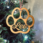 Pallina di Natale in Legno a forma di Zampa Personalizzata con il nome del tuo Cane-Decorazioni natalizie-Lol T-shirt
