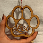 Pallina di Natale in Legno a forma di Zampa Personalizzata con il nome del tuo Cane-Decorazioni natalizie-Lol T-shirt