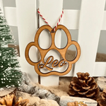 Pallina di Natale in Legno a forma di Zampa Personalizzata con il nome del tuo Cane-Decorazioni natalizie-Lol T-shirt