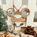 Pallina di Natale in Legno con nome a forma di Orecchie di Topolino-Decorazioni natalizie-Lol T-shirt