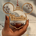 Pallina di Natale in Legno con nome a forma di Orecchie di Topolino-Decorazioni natalizie-Lol T-shirt