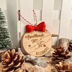 Pallina di Natale in legno Personalizzata con Nome Aspettando Te-Decorazioni natalizie-Lol T-shirt