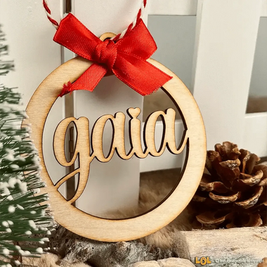 Pallina di Natale in legno Personalizzata con Nome-Decorazioni natalizie-Lol T-shirt
