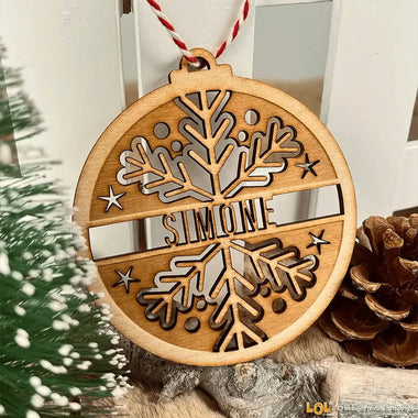 Pallina di Natale in Legno Personalizzata con nome-Decorazioni natalizie-Lol T-shirt