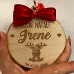 Pallina di Natale in legno Personalizzata con Nome e Renna-Decorazioni natalizie-Lol T-shirt