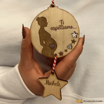 Pallina di Natale in legno Personalizzata con Ti Aspettiamo-Decorazioni natalizie-Lol T-shirt