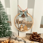 Pallina di Natale in Legno Personalizzato con Nome e Fiocco effetto Specchio-Decorazioni natalizie-Lol T-shirt