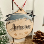 Pallina di Natale in Legno Personalizzato con Nome e Stella Cometa effetto Specchio-Decorazioni natalizie-Lol T-shirt