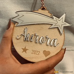 Pallina di Natale in Legno Personalizzato con Nome e Stella Cometa effetto Specchio-Decorazioni natalizie-Lol T-shirt