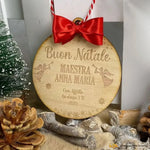 Pallina di Natale in legno Regalo per Maestra personalizzabile - Angeli-Decorazioni natalizie-Lol T-shirt