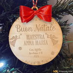 Pallina di Natale in legno Regalo per Maestra personalizzabile - Angeli-Decorazioni natalizie-Lol T-shirt