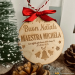 Pallina di Natale in legno Regalo per Maestra personalizzabile - Campane-Decorazioni natalizie-Lol T-shirt