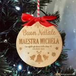 Pallina di Natale in legno Regalo per Maestra personalizzabile - Campane-Decorazioni natalizie-Lol T-shirt