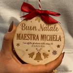 Pallina di Natale in legno Regalo per Maestra personalizzabile - Campane-Decorazioni natalizie-Lol T-shirt
