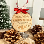 Pallina di Natale in legno Regalo per Maestra personalizzabile - Campane-Decorazioni natalizie-Lol T-shirt