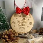 Pallina di Natale in legno Regalo per Maestra personalizzabile - Cappellini-Decorazioni natalizie-Lol T-shirt